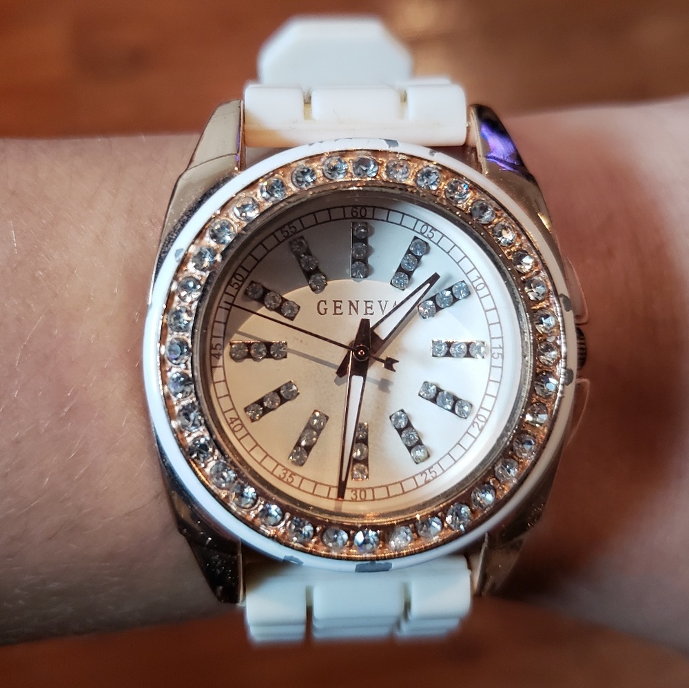 💲Gold and White CZ Watch💲